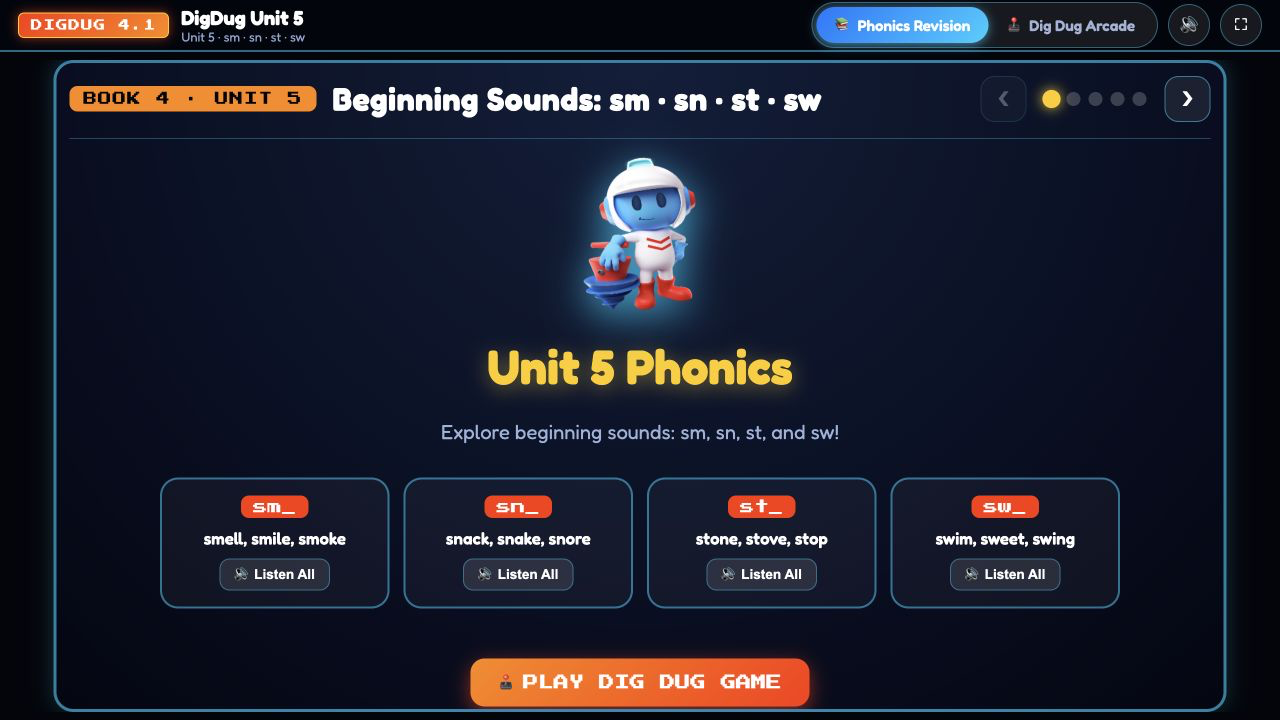 DigDug Phonics game preview